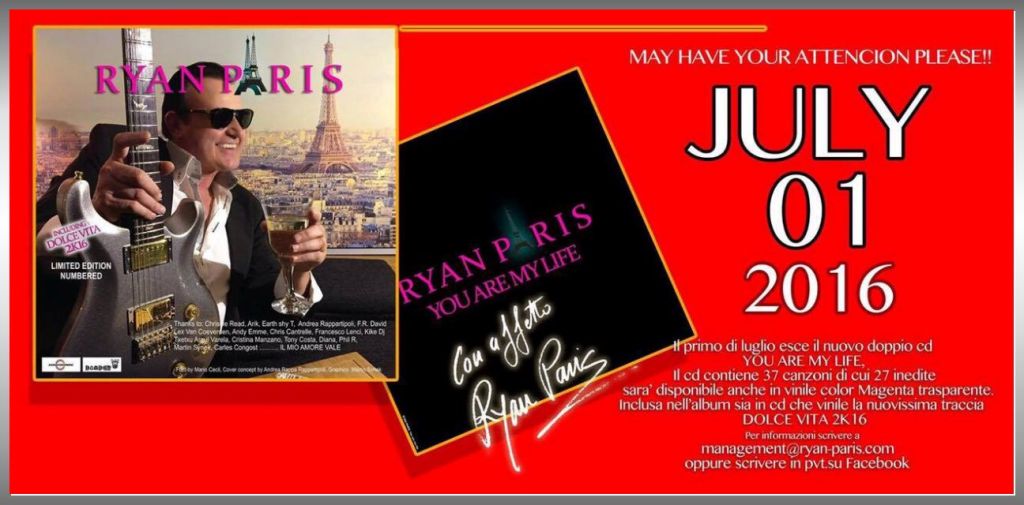 Ryan Paris - You Are My Life double CD and vinyl release Jul2016